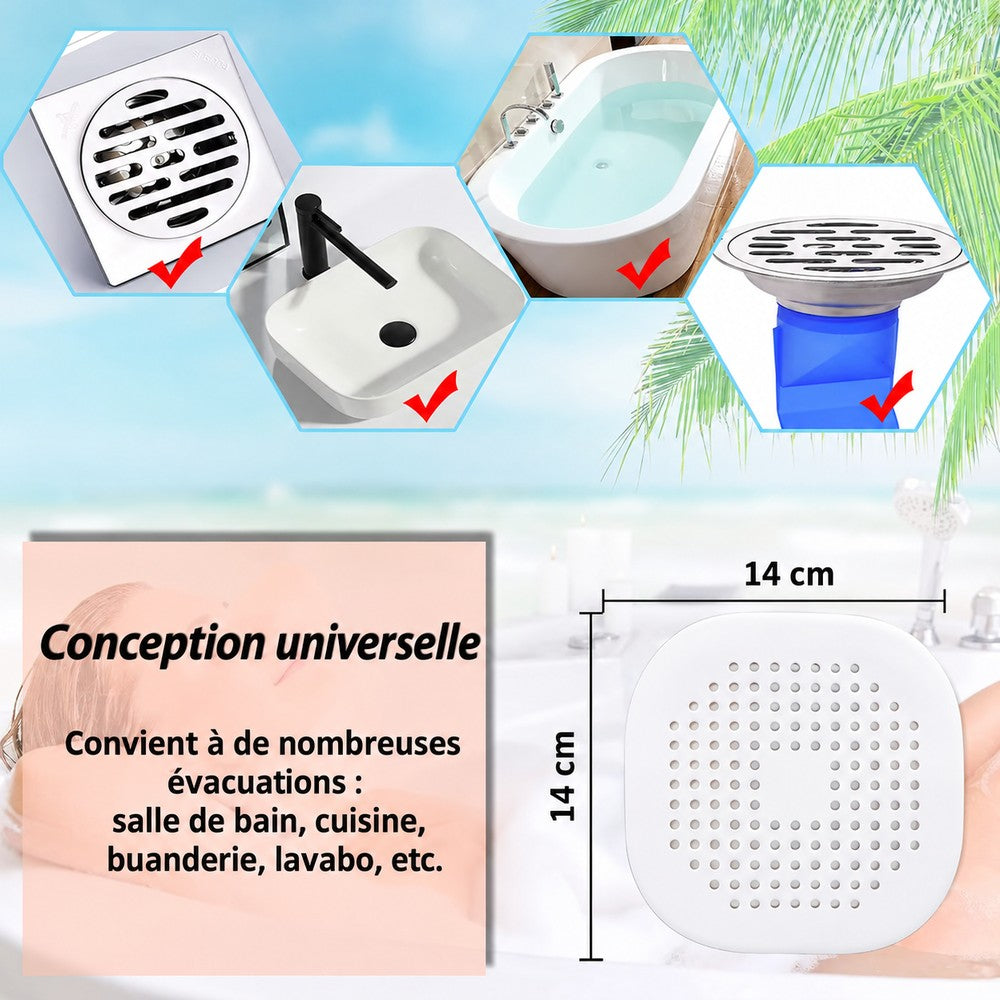 Bouchons d'évier anti-cheveux en silicone — lot de 3